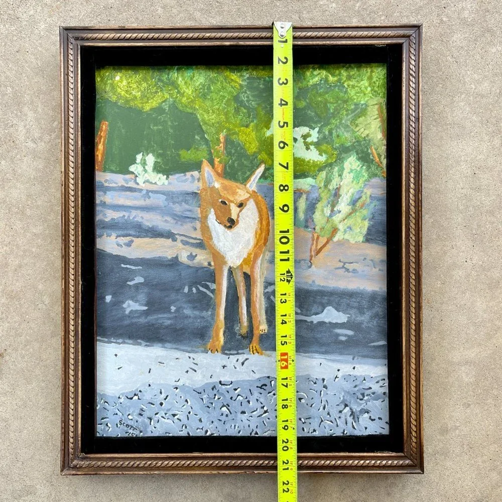 Framed Original Oil Painting on Canvas - Fox in Santa Fe New Mexico - Picture 14 of 15
